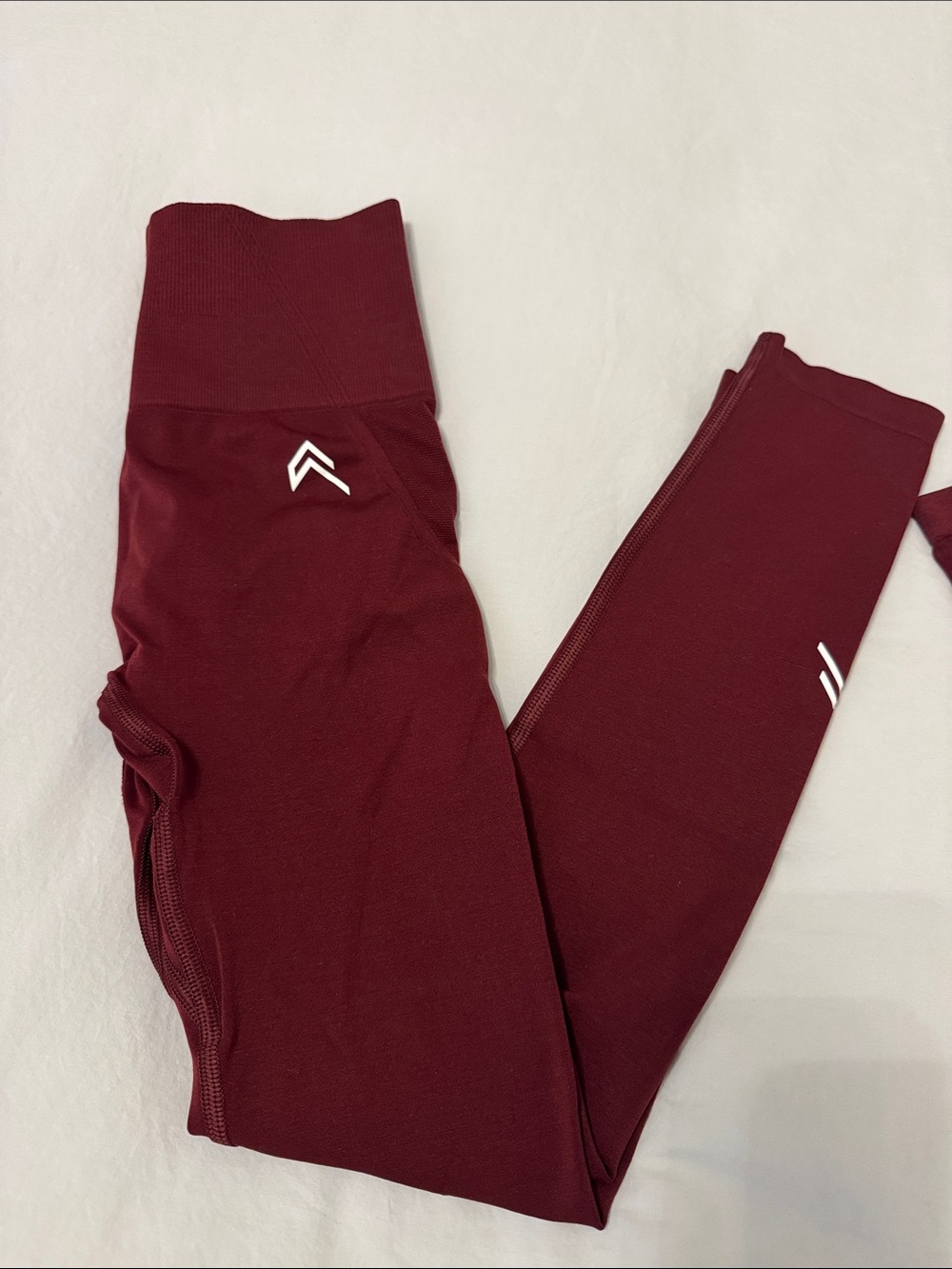 Oner Active Maroon High-Waist Leggings with White Logo